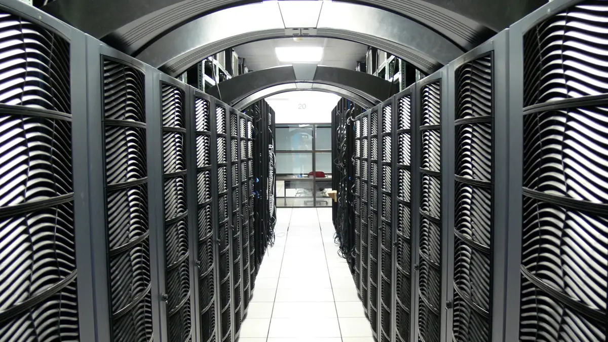 A data centre hall in Virginia, the state at the centre of American data-centre opposition